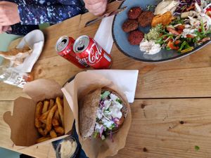 Plates and Pita 😍  at Falafel Factory in Copenhagen