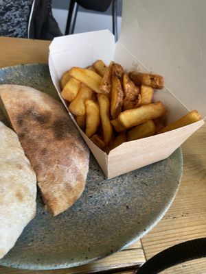 Fries & Pita bread  at Falafel Factory in Copenhagen