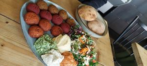 Large platter, mixed falafel at Falafel Factory in Copenhagen