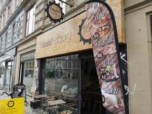 Outside at Falafel Factory in Copenhagen