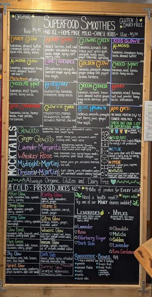 Special beverages and mocktails at Glow Juicery in Duncan