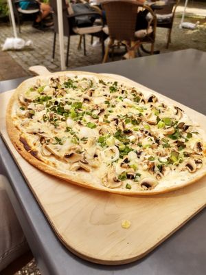 Flammkuchen champignons at Cafe Flora in Bad Harzburg