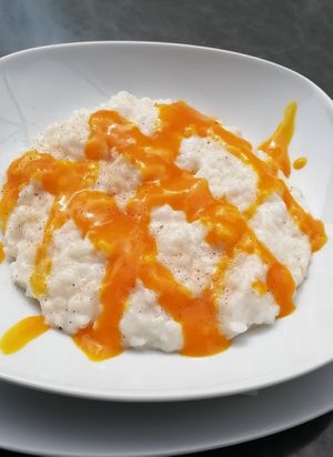 veganer Milchreis mit Mangomus at Cafe Flora in Bad Harzburg