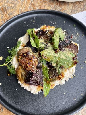 Roasted Brussels and beets - yum  at Greenhouse Canteen & Bar in Tallebudgera-vallley