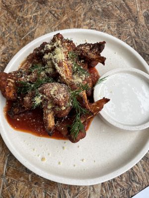 Cauliflower wings - delicious   at Greenhouse Canteen & Bar in Tallebudgera-vallley