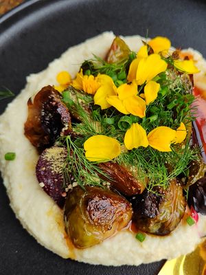 Charred brussels & beets at Greenhouse Canteen & Bar in Tallebudgera-vallley
