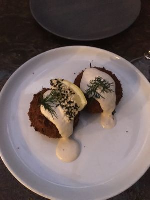 Krab cake  at Greenhouse Canteen & Bar in Tallebudgera-vallley