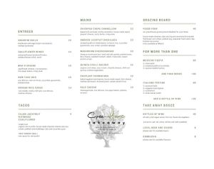 Menu at Greenhouse Canteen & Bar in Tallebudgera-vallley