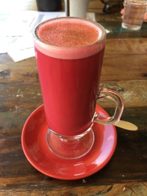 Beetroot latte  at Rawthentic Organic Unbakery & Farmacy in Gold Coast