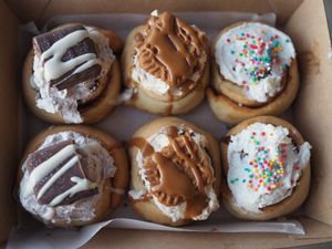 Cinnamon buns at Veganyumm Bakehouse in Brisbane