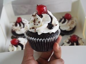 Yummy Veganyumm Black Forest cupcake. at Veganyumm Bakehouse in Brisbane