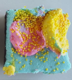 They have heaps of brownies to choose from. This is the famous Galaxy brownie. at Veganyumm Bakehouse in Brisbane