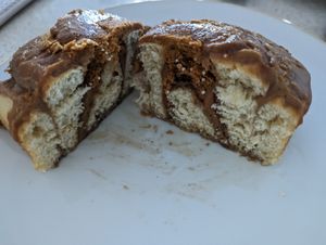 Biscoff cinnamon roll at Veganyumm Bakehouse in Brisbane
