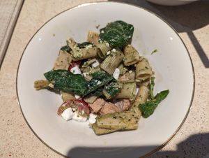 pesto 'chicken' pasta salad at Veganyumm Bakehouse in Brisbane