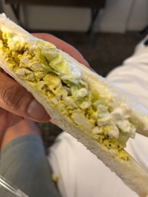 Egg and lettuce sandwich. Good but would have been better with some tangy mayo at Veganyumm Bakehouse in Brisbane