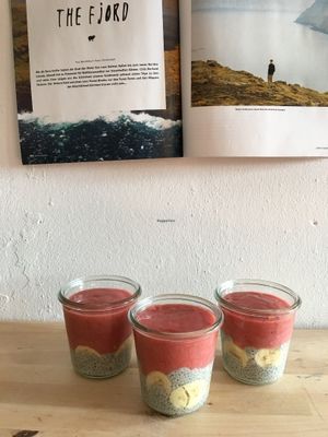 Chia Strawberry Almond Pudding
 at Surf Shop Roastery in Orth