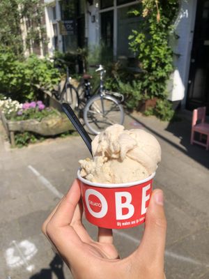hazelnut and rhubarb  at Roberto Gelato in Utrecht