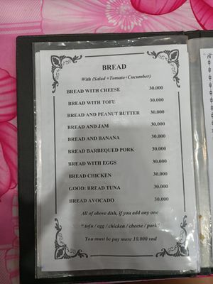 Menu at Nhu Ngoc in Hoi An