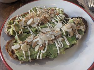 Avocado toast at Pum Pum Cafe in Madrid