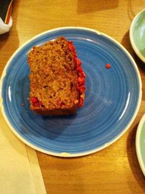 Vegan cake at Pum Pum Cafe in Madrid