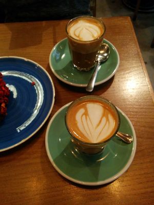 Soja lattes at Pum Pum Cafe in Madrid