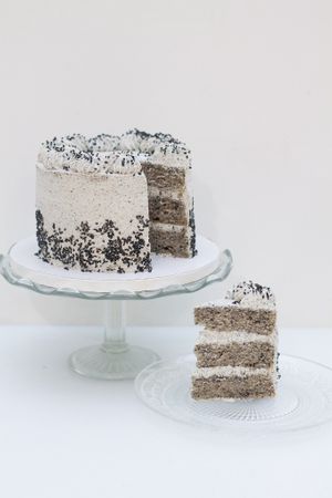 Black sesame cream cake   at Jesmond Cake Company in Newcastle Upon Tyne