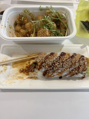 Vegan swagger roll and vegan tots    at Dharma Sushi & Thai in Boise