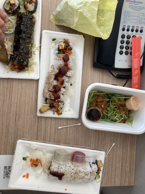 the spread (gyoza in the bag)  at Dharma Sushi & Thai in Boise