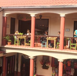 outside  at Cafe Vida in La Paz