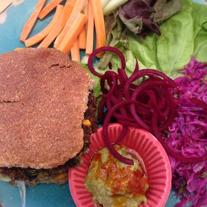 quinoa burger at Cafe Vida in La Paz