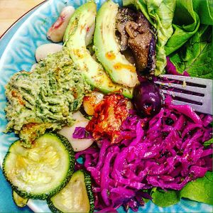 Mediterranean bowl at Cafe Vida in La Paz