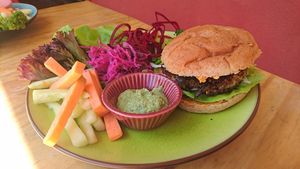 quinoa burger at Cafe Vida in La Paz