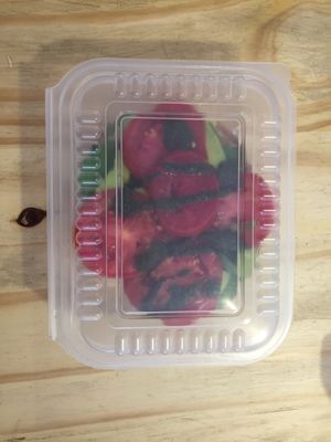 Sandwich with tomatoes, lettuce, ruccula, pesto sauce, hummus and avocado. at Cafe Vida in La Paz