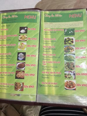 Menu at Chay An Nhien in Da Nang