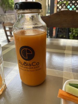 Daily juice selection from RuBisCo at ONO by Marouli in Rhodes