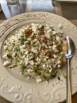 Special of the day: Risotto with lemon zucchini and vegan feta at ONO by Marouli in Rhodes
