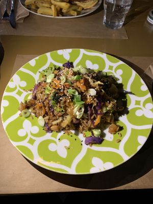 Thai dish with pineapple-rice and peanuts at ONO by Marouli in Rhodes