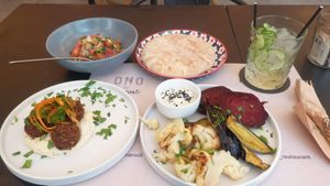 Israeli mix plate at ONO by Marouli in Rhodes
