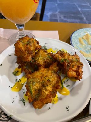 Fried zucchini that tasted like shrimp (tasting menu)  at ONO by Marouli in Rhodes