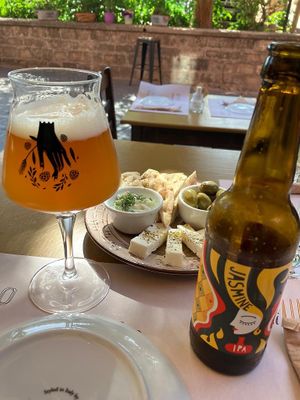 Craft beer and vegan feta  at ONO by Marouli in Rhodes