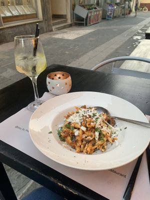 Aubergine pasta  at ONO by Marouli in Rhodes
