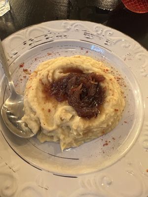 Fava beans with carmelized onions  at ONO by Marouli in Rhodes