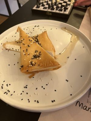Vegan feta filo pastry  at ONO by Marouli in Rhodes