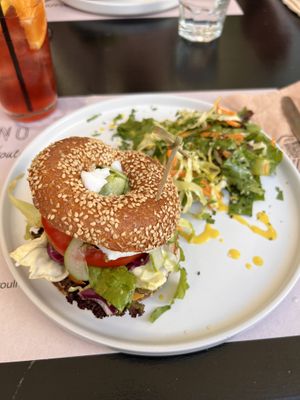 Avo, Veggies & Cheese Bagel (vegan)  at ONO by Marouli in Rhodes