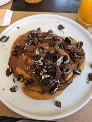 Special vegan Oreo pancakes at ONO by Marouli in Rhodes