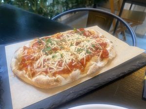 Tomato and cheese flatbread  at ONO by Marouli in Rhodes