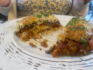 Inside of Mousaka  at ONO by Marouli in Rhodes
