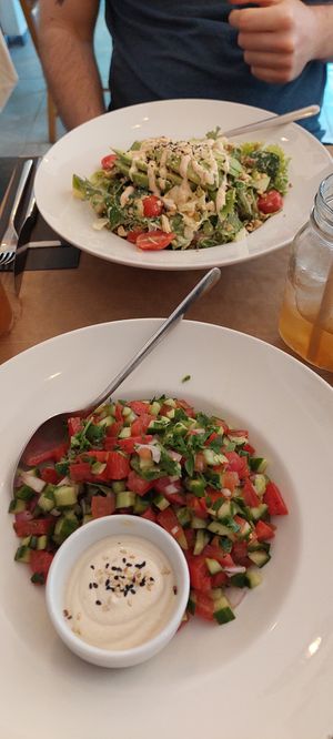 Israeli salad and wow salad at ONO by Marouli in Rhodes