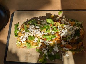 Chickpea flour scramble with avocado and veg, with vegan feta delicious 😋 at ONO by Marouli in Rhodes