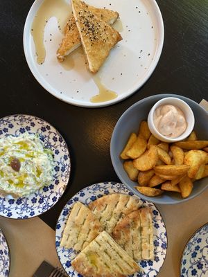 Feta in phyllo pastry, Tsatsiki and crunchy potatoes  at ONO by Marouli in Rhodes